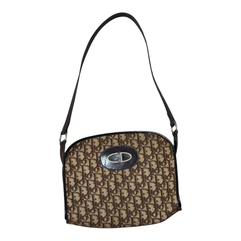 CHRISTIAN DIOR‎ Vintage Trotter Shoulder Bag Purse Hand Brown Logo Leather VTG
